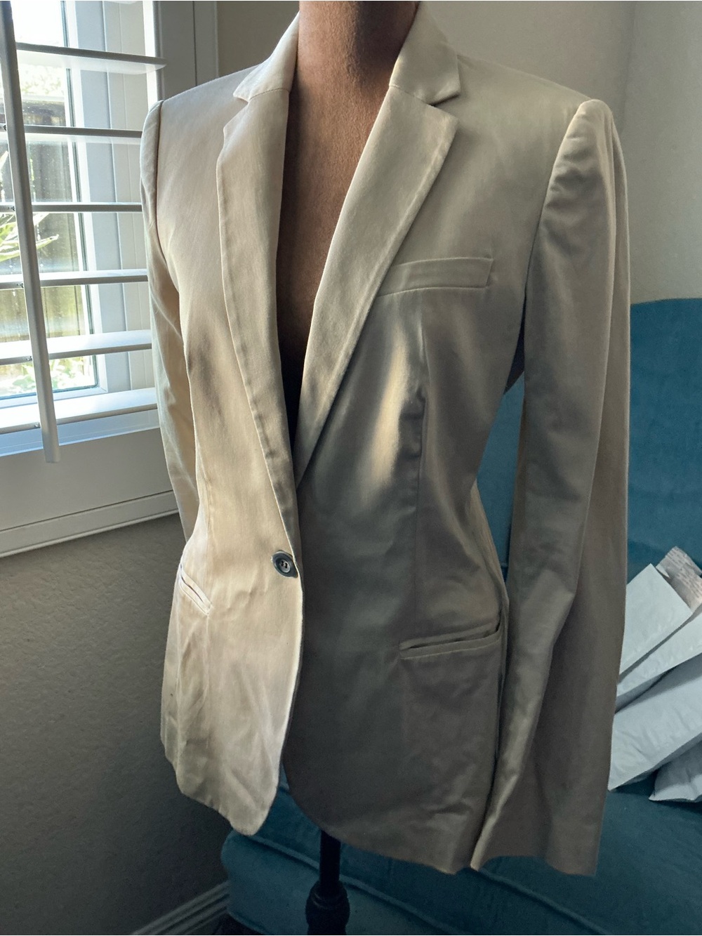 MNG by Mango Khaki Single-Button Notch Lapel Blazer